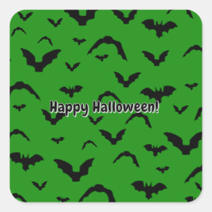Flying Bats on Green Square Sticker