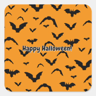 Flying Bats on Orange Square Sticker
