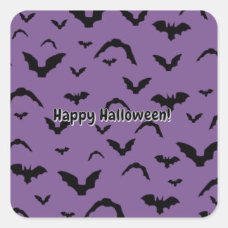 Flying Bats on Purple Square Sticker