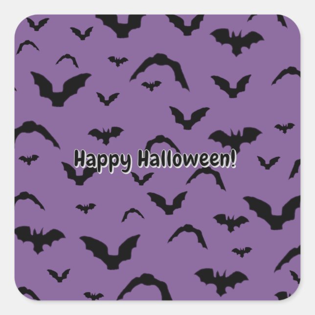Flying Bats on Purple Square Sticker (Front)