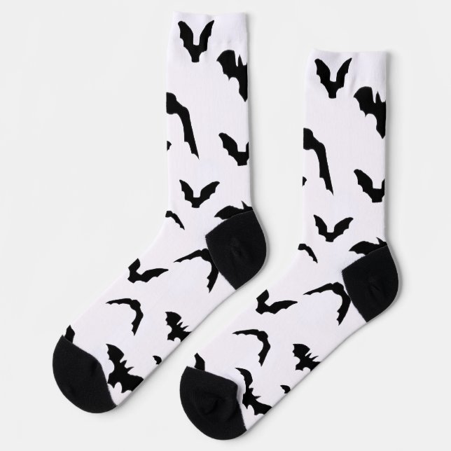 Flying Bats on White Socks (Left)