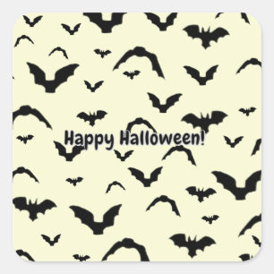 Flying Bats on Yellow Square Sticker