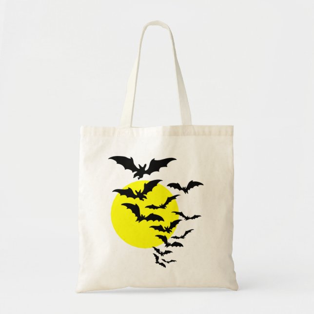 Flying Bats over a Full Moon Tote Bag (Front)