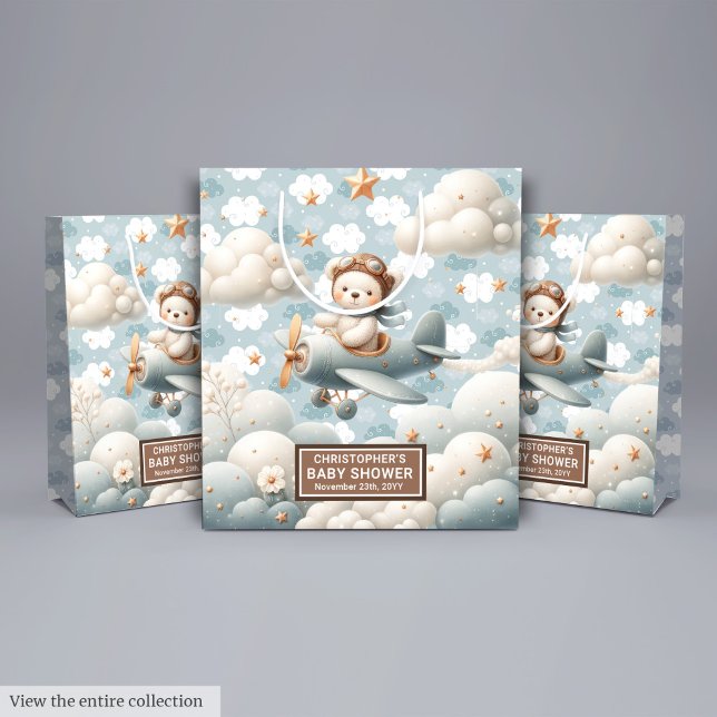 Flying Bear Baby Shower Favour Bag For Baby Boy (Flying Bear Baby Shower Favor Bag For Baby Boy)