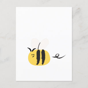 Flying bee, cute doodle  postcard