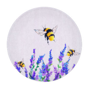 Flying Bees and Flowers Cutting Board Spring