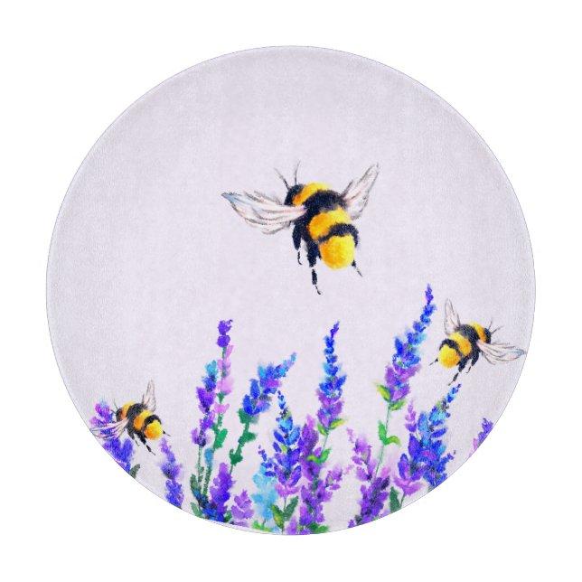 Flying Bees and Flowers Cutting Board Spring (Front)