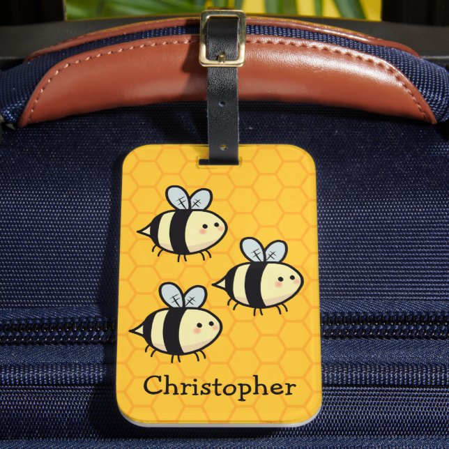Flying Bees Personalised Luggage Tag (Front Insitu 2)
