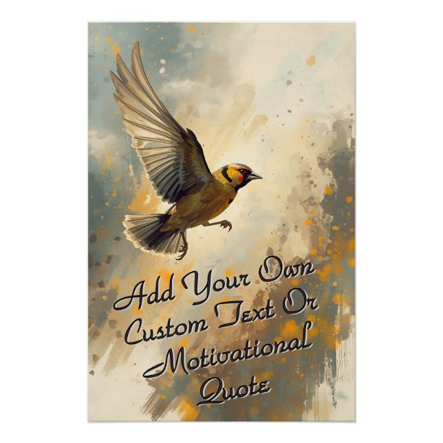 Flying Bird Art – Add Custom Motivational Quote Poster (Front)