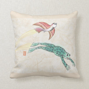 Flying Bird & Frog 16"x16" Cushion