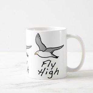Flying Bird. Seagull in Flight Illustration. Coffee Mug