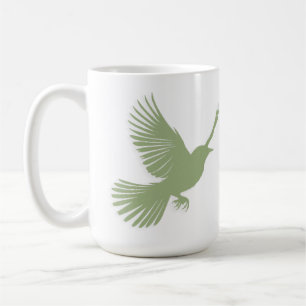 Flying Bird Silhouette Sage Green Scandinavian Coffee Mug
