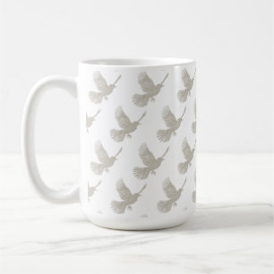 Flying Bird Tan Linen Scandinavian Pattern Coffee Mug