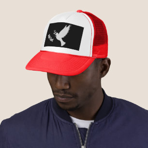 Flying Bird with Add Text White Printed Red Colour Trucker Hat
