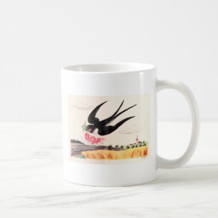 Flying Bird With Flowers Coffee Mug