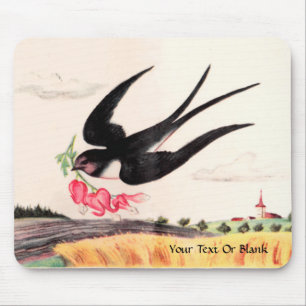 Flying Bird With Flowers Mouse Mat