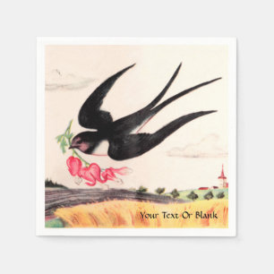 Flying Bird With Flowers Napkin