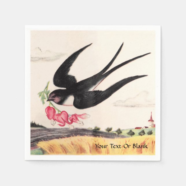 Flying Bird With Flowers Napkin (Front)