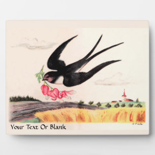 Flying Bird With Flowers Plaque