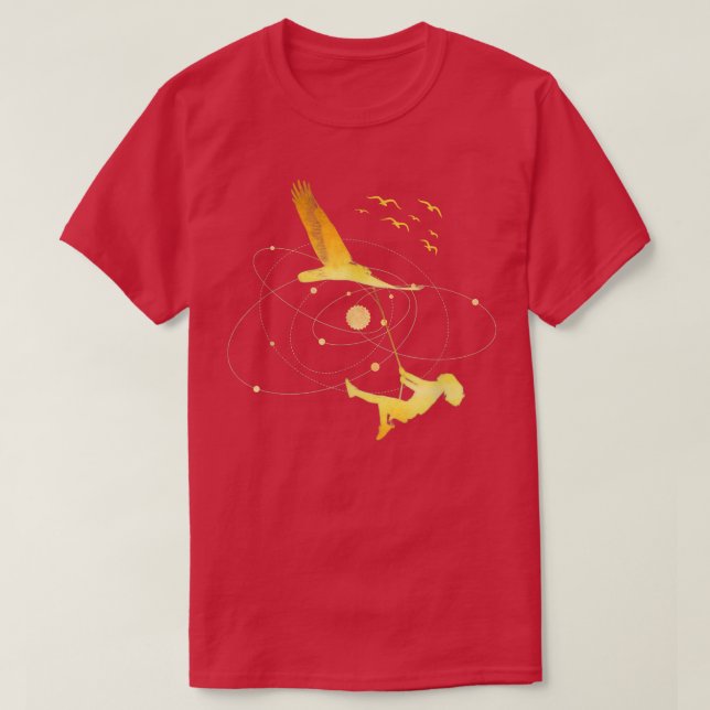 Flying Bird with Girl on the Swing Fantasy Dreams  T-Shirt (Design Front)