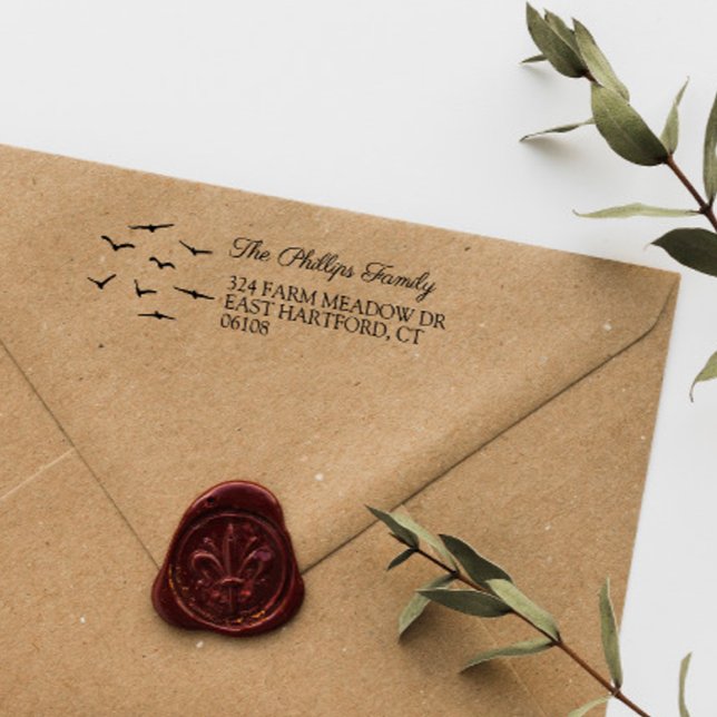 Flying Birds Country Farm Rural Name & Address Self-inking Stamp (Creator Uploaded)