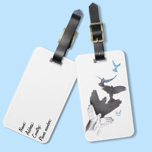 Flying birds Hand shadow Illusion Surreal art Cool Luggage Tag
