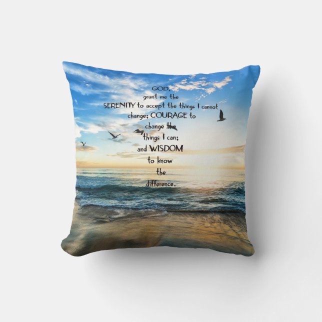 Flying Birds In Heaven Serenity Prayer  Cushion (Front)