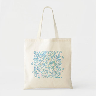 Flying Birds Turquoise Tote Bag