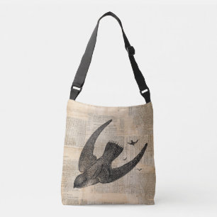 Flying Birds Vintage Bird Art Crossbody Bag