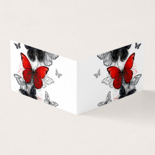 Flying Black and Red Morpho Butterflies