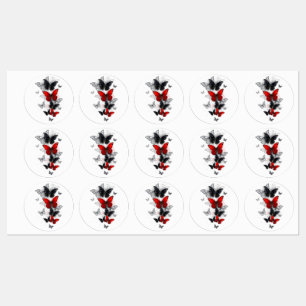 Flying Black and Red Morpho Butterflies