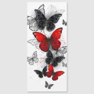 Flying Black and Red Morpho Butterflies