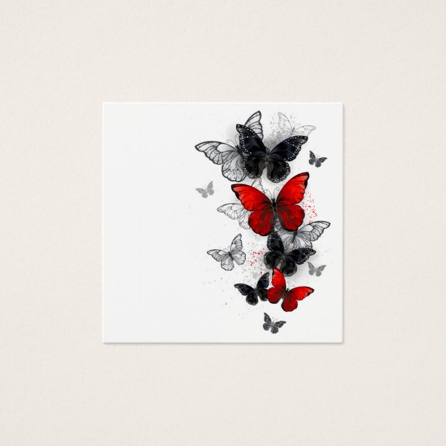 Flying Black and Red Morpho Butterflies (Front)