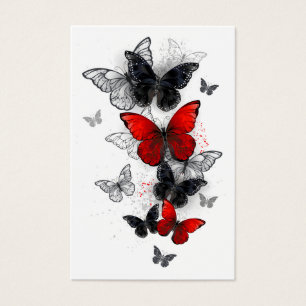 Flying Black and Red Morpho Butterflies