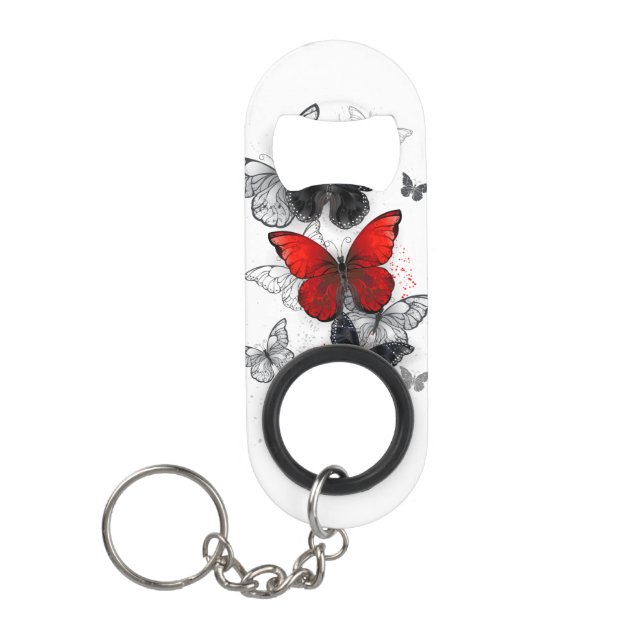 Flying Black and Red Morpho Butterflies (Front)