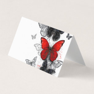 Flying Black and Red Morpho Butterflies