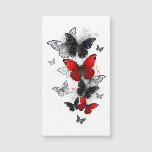 Flying Black and Red Morpho Butterflies