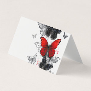 Flying Black and Red Morpho Butterflies