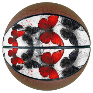 Flying Black and Red Morpho Butterflies Basketball