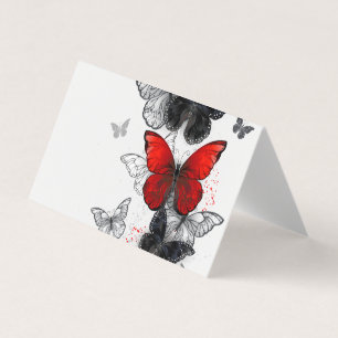Flying Black and Red Morpho Butterflies Business Card