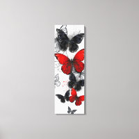 Flying Black and Red Morpho Butterflies