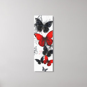 Flying Black and Red Morpho Butterflies Canvas Print
