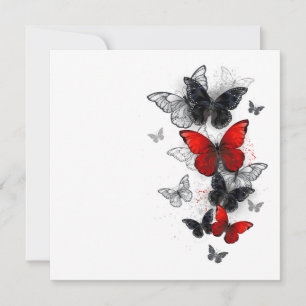 Flying Black and Red Morpho Butterflies Card