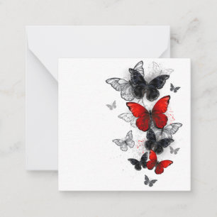 Flying Black and Red Morpho Butterflies Card