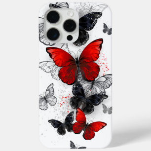 Flying Black and Red Morpho Butterflies iPhone 15 Pro Max Case