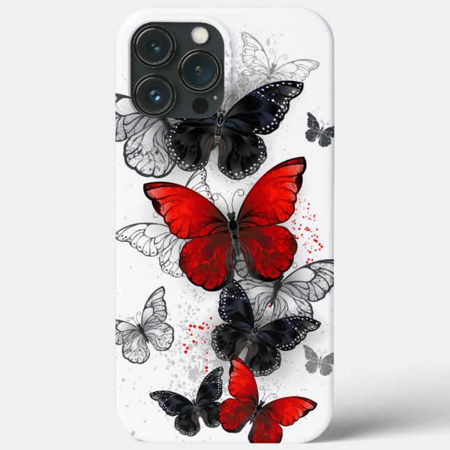 Flying Black and Red Morpho Butterflies Case-Mate iPhone Case (Back)