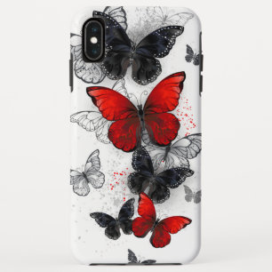 Flying Black and Red Morpho Butterflies iPhone XS Max Case