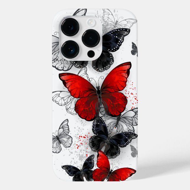 Flying Black and Red Morpho Butterflies Case-Mate iPhone Case (Back)