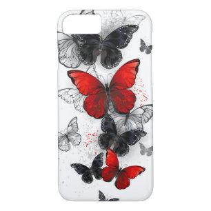Flying Black and Red Morpho Butterflies iPhone 8/7 Case