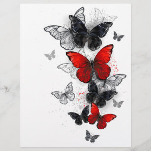 Flying Black and Red Morpho Butterflies Custom Letterhead